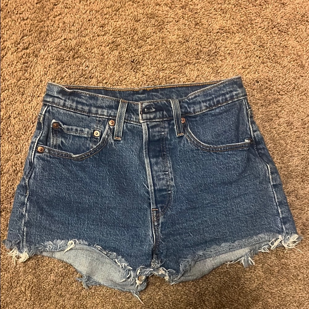 Levi's Blue Jean Shorts High-Waisted Distressed